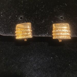 Monet  Vintage Gold-Tone Textured Earrings
